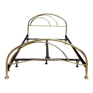 Vintage Postmodern Tubular Brass Queen Bedframe For Sale