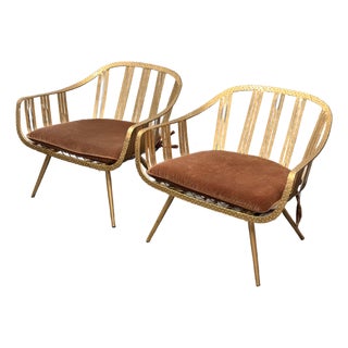 Cb2 Gala Gold Lounge Chairs, Pair. For Sale