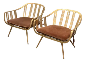 Cb2 Gala Gold Lounge Chairs, Pair.