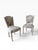 French Pair of Vintage Louis XVI Style Painted Dining Chairs With Sage & Blush Jacquard Upholstery For Sale - Image 3 of 10