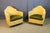 Set of three armchairs from the 1950s upholstered in yellow velvet with a floral and leaf pattern. The cushions are in...