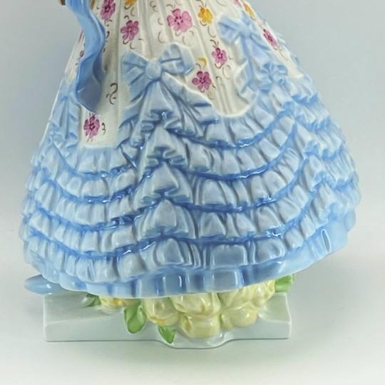 Blue Herend Deryne (Mrs. Dery) Large 14” Porcelain Figure: Woman With Guitar/Mandolin (Blue Gown, Floral Motifs) Ligeti Early Mark, Vintage #5753 For Sale - Image 8 of 18