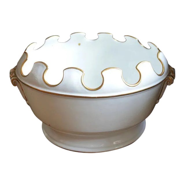 Early 19th Century French Empire Nast Porcelain White & Gold Monteith For Sale