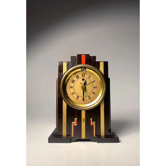 Beautiful Period Art Deco Bakelite Telechron Clock in the manner of Paul Frankl As Found Condition. Missing the glass...