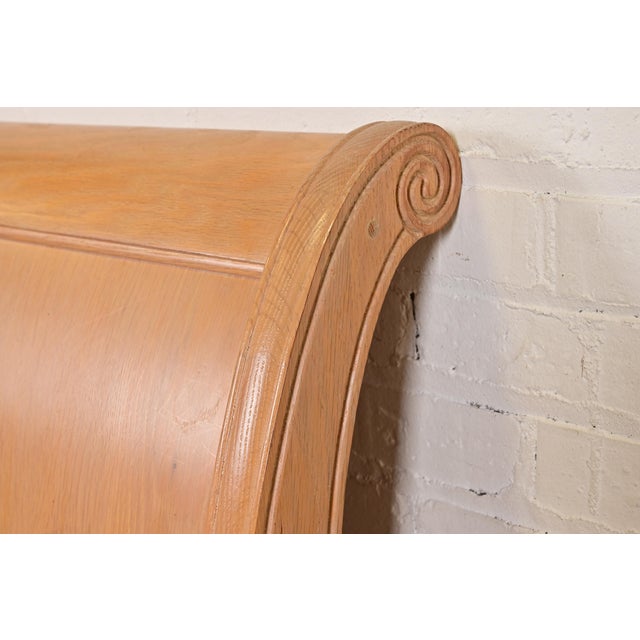 Brown Thomasville French Country Carved Oak King Size Sleigh Bed For Sale - Image 8 of 13