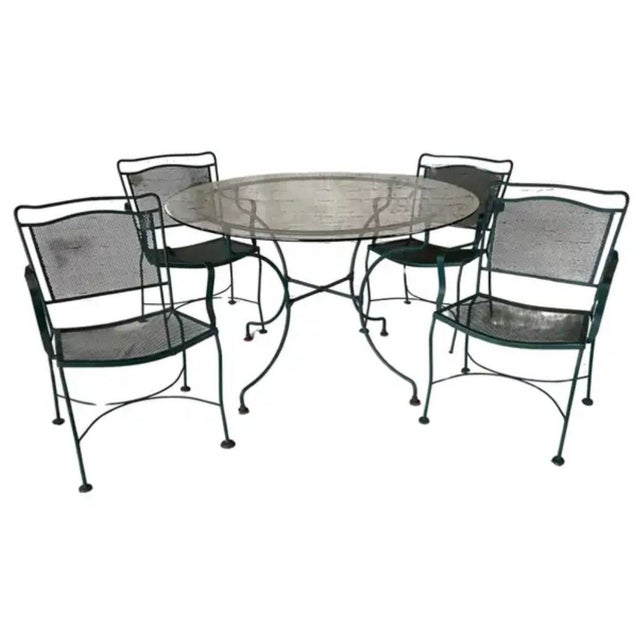Wrought Iron Patio Table and Four Chairs, a Five Piece Set For Sale - Image 13 of 13