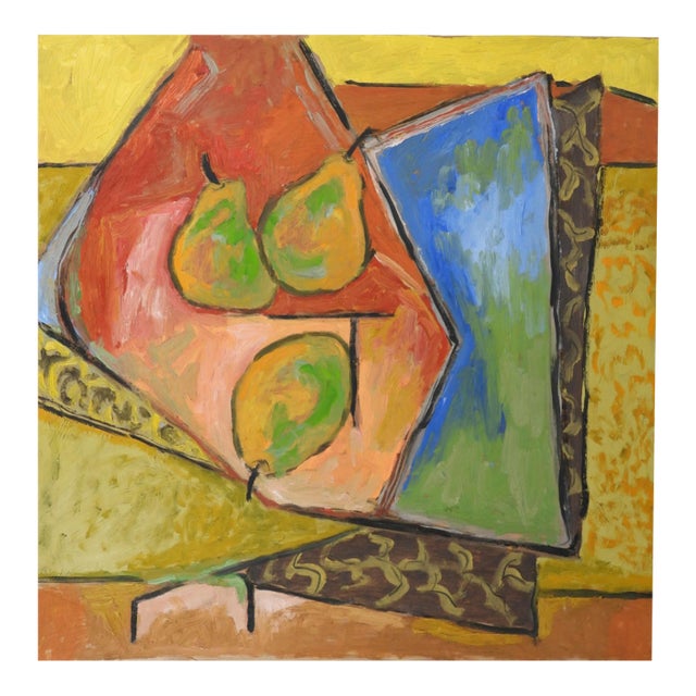 Contemporary Abstract Fauvist Pears Still Life Painting For Sale