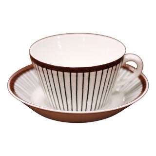 Spisa Ribb Tea Cup with Saucer by Stig Lindberg for Gustavsberg, 1950s For Sale