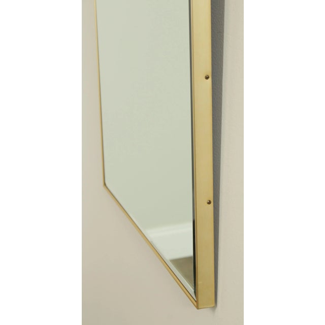 1960s Mid Century Modern Brushed Brass Beveled Wall Mirror For Sale - Image 5 of 11