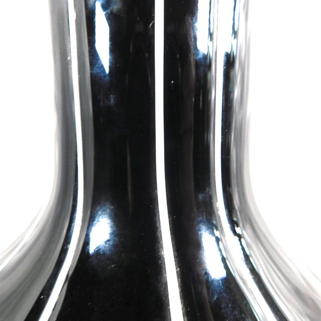 1970s 1970s Very Large Black and White Glass Vase From Poland # 26618 For Sale - Image 5 of 5