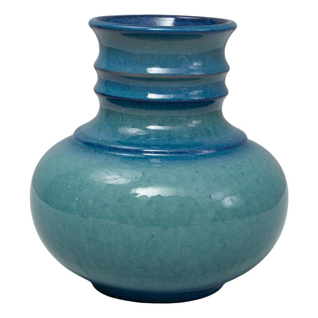 20th Century German Turquoise Ceramic Vase For Sale