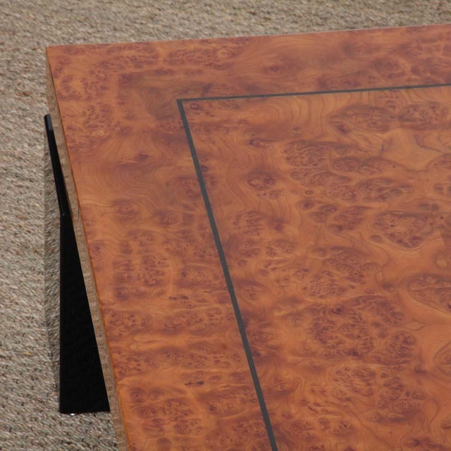 1980s Square Coffee Table in Elm Burl, 1980s For Sale - Image 5 of 8