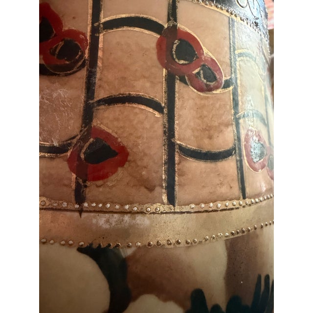 Early 20th Century Japanese Royal Nishiki Nippon Hand-Painted Porcelain Poppy Cylinder Vase - 13.5" H For Sale - Image 11 of 12