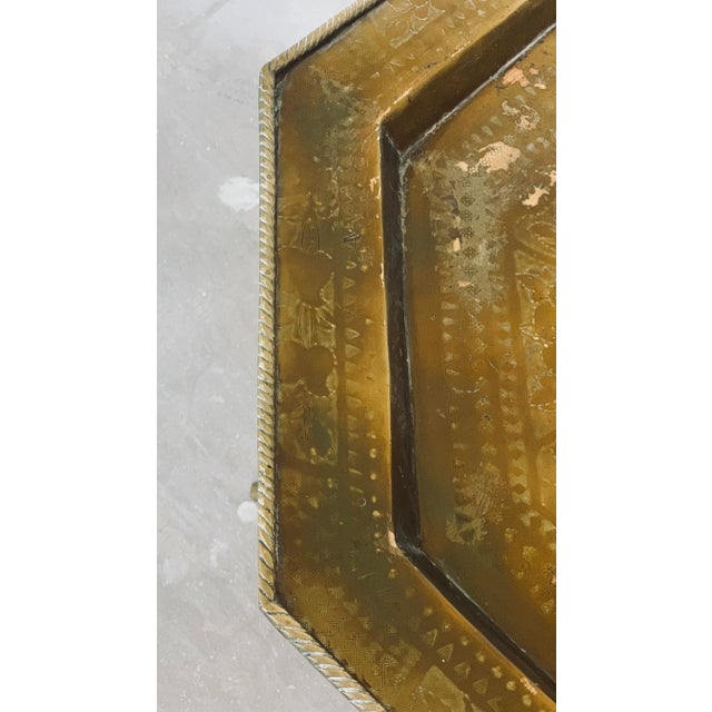 Midcentury Modern Spider Leg Table Octagonal Brass Tray For Sale - Image 4 of 7
