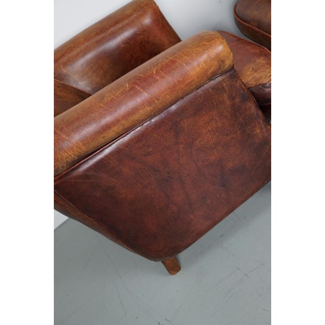 Set of Vintage Dutch Cognac Colored Leather Club Chairs For Sale - Image 18 of 18