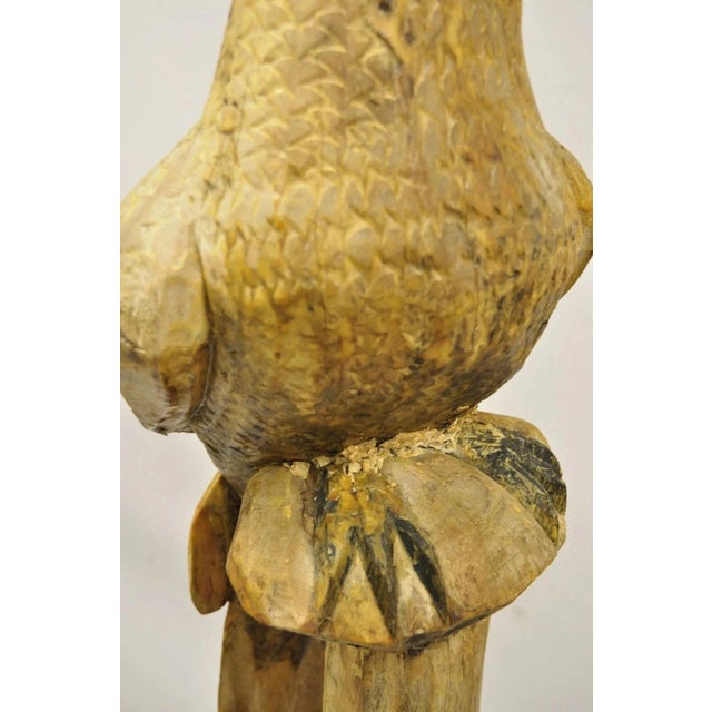 Large 46" Vintage Mid Century Carved Wood Perched Parrot Bird Statue Sculpture For Sale In Philadelphia - Image 6 of 11