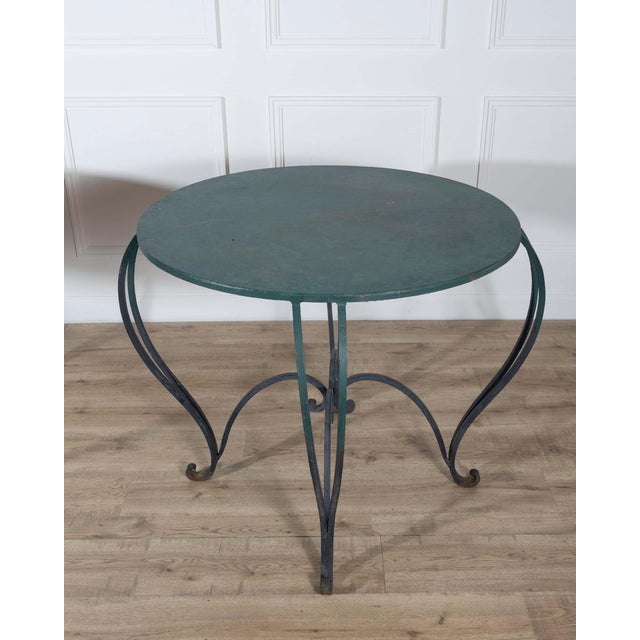 Pair of Late 19th / Early 20th-Century Lacquered Iron Round Tables For Sale - Image 10 of 11