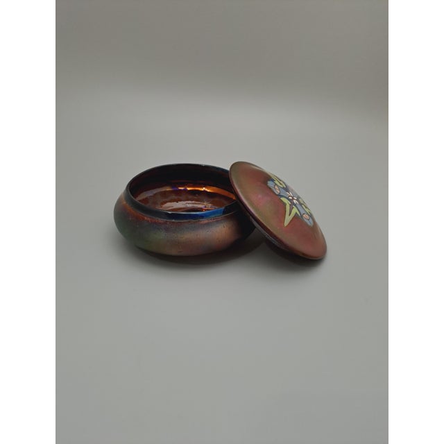 Art Nouveau Lustreglazed Box with Iridescent Enamel Decor attributed to Jean Barol, Montieres, France, 1890s For Sale - Image 4 of 5