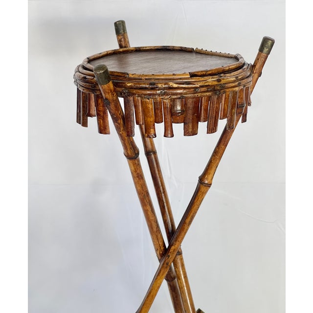Wood Antique French Tortoiseshell Bamboo Plant Stand, c.1900 For Sale - Image 7 of 15