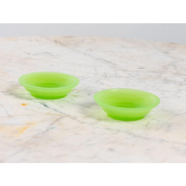 Opaline Lime Green Glass Vase and Dish, France 1920s For Sale - Image 10 of 12