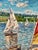 Late 20th Century Late 20th Century Edmund Jordan Windy Day Sailboats Oil Painting Coastal Landscape in Gold Frame For Sale - Image 5 of 6