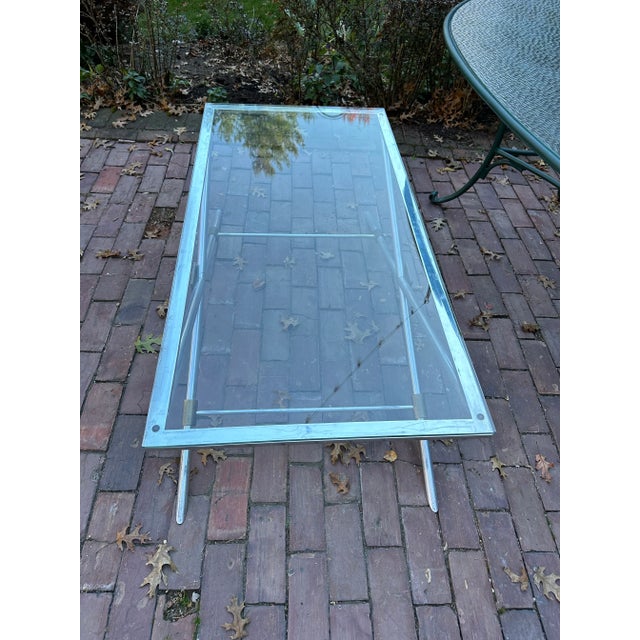 Mid-Century Modern John Vesey v-41 X-Leg Aluminum Brass Coffee Table Mid Century Modern For Sale - Image 3 of 12
