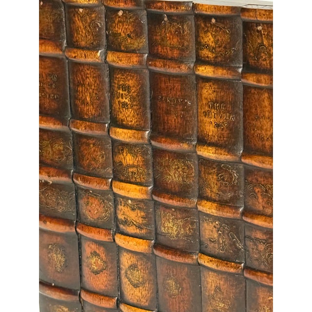 Late 20th Century Theodore Alexander Faux Book Spine Shelf Display by Turtle and Crane - English Library Trompe l'Oeil For Sale - Image 9 of 12