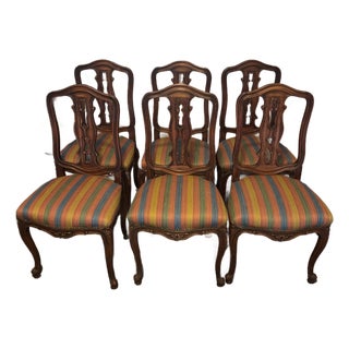 Antique French Country Louis XV Style Oak Dining Chairs For Sale