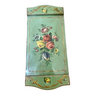 1940s Vintage French Hand Painted Floral Tray/Ink Blotter For Sale