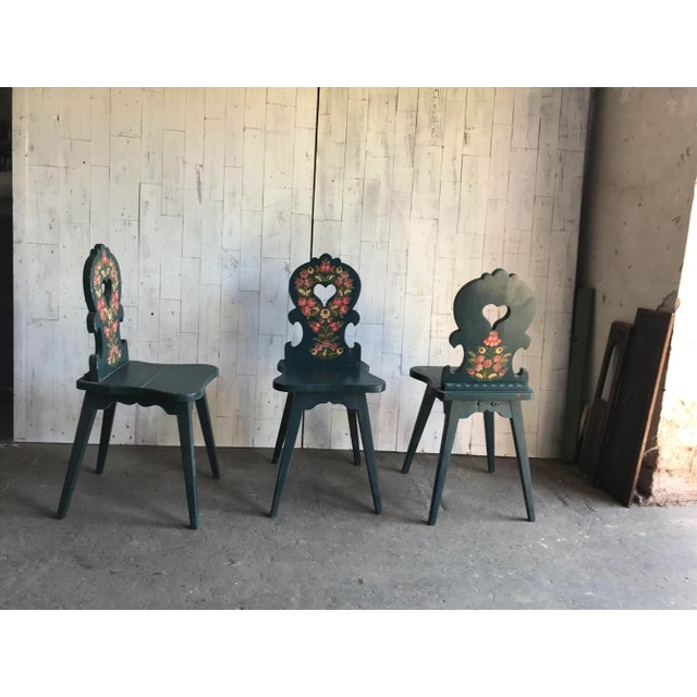 Vintage Wooden Side Chairs, 1920s, Set of 3 For Sale - Image 3 of 10