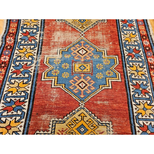 Vintage Handwoven Caucasian Kazak Rug, Geometric Pattern, Red & Ivory, 4' x 7' For Sale - Image 12 of 18