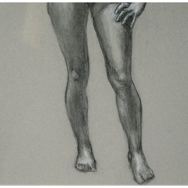 "Standing Figure" Nude in Charcoal and Color Pencil on Paper by George Wishon For Sale In Monterey, CA - Image 6 of 8
