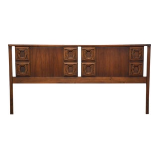 Mid Century Modern Walnut King Headboard For Sale