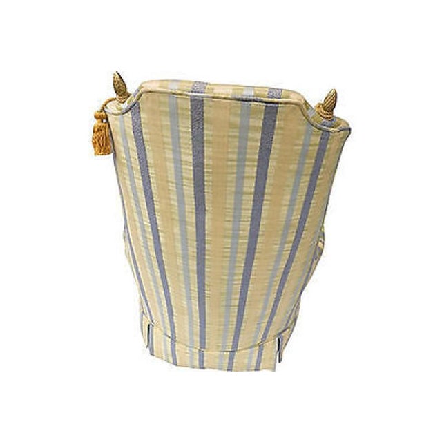 Mid-Century Modern 1970s Vintage Soft Colors Striped Throne Chair For Sale - Image 3 of 5