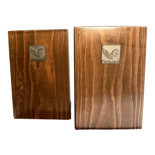 Vintage Mid 20th Century Pegasus Horse Wood Bookends - a Pair For Sale