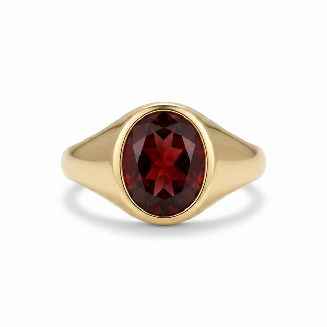 Elevate your jewelry collection with this refined geometric gemstone ring. Expertly crafted in 18K gold plating over 925...