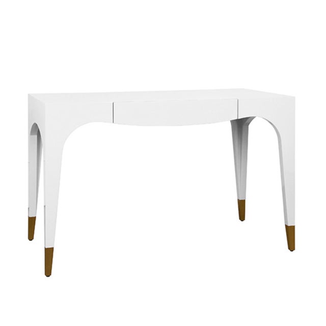 New special order item. Not vintage. A sleek and functional desk featuring tapered legs that create an elegant silhouette....
