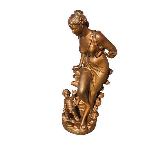 Mid-Century Modern 19th Century Henri Huppe 'Premier Appel' French Regule Figural Sculpture, C. 1890 For Sale - Image 3 of 10