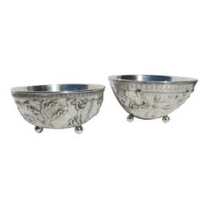 E. F. Caldwell Silvered Bronze Greco-Roman Bowls- Pair of 2
