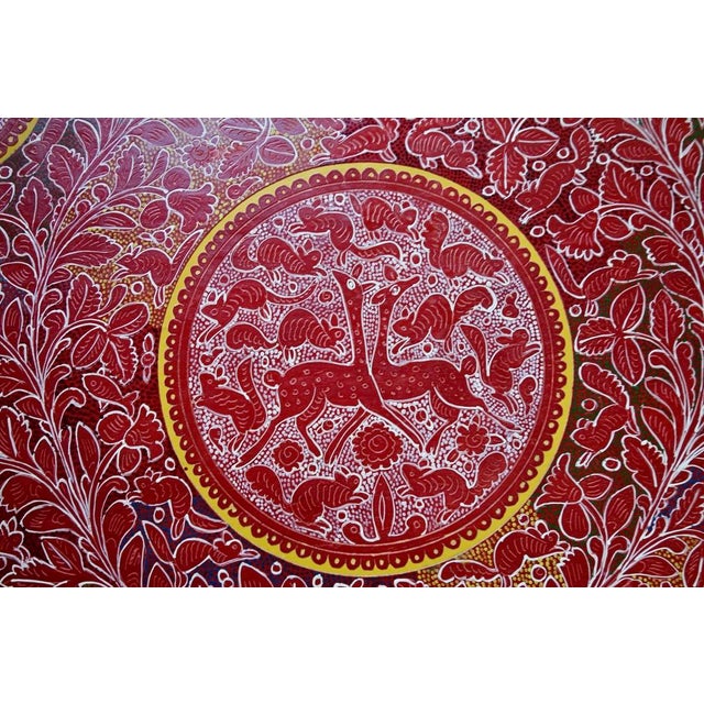 Wood Pair of Signed Vintage Mexican Lacquer Trays by Damaso Ayala J., Mexico City, C. 1975 For Sale - Image 7 of 8