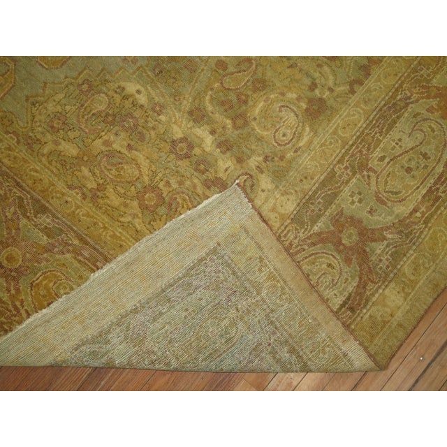 Slate Gold Antique Indian Agra Room Size Rug For Sale - Image 4 of 6
