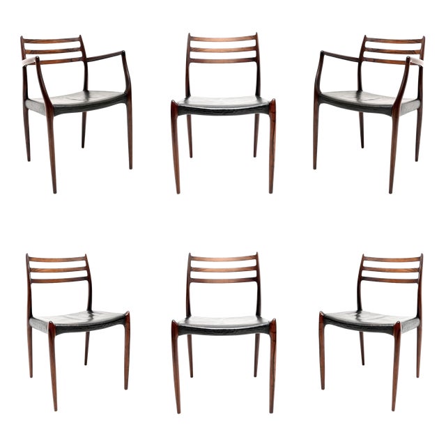 Danish Model 78 and 62 Dining Chairs attributed to Niels Moller for J.L. Møllers, 1960s, Set of 6 For Sale