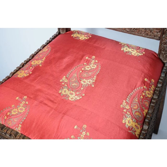 Brown Anglo-Indian Rosewood Chair With Silk Paisley Upholstery For Sale - Image 8 of 12