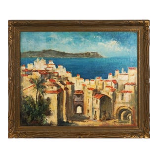 Mid Century French Riviera - Villafranche Sur Mer Provence by G Cunningham For Sale
