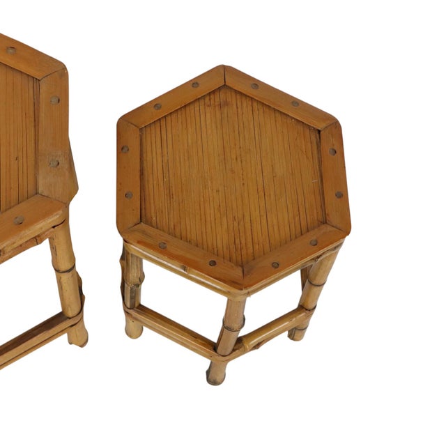 Wood Vintage Bamboo and Rattan Nesting Tables, 1960s, Set of 3 For Sale - Image 7 of 16