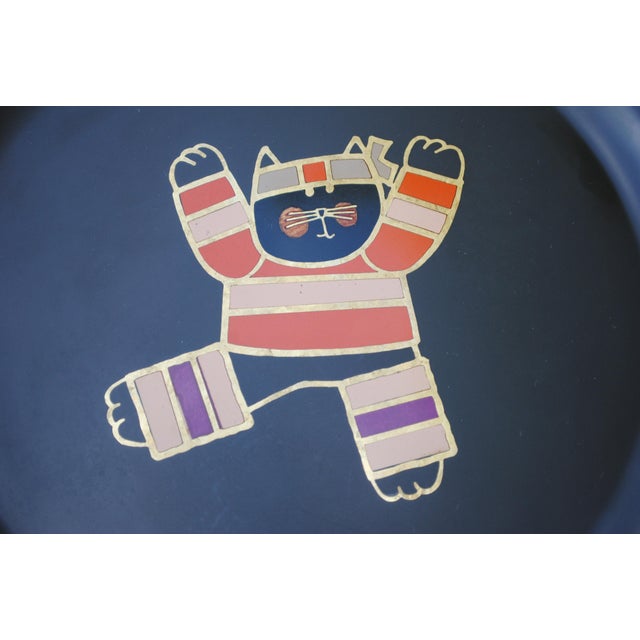Mid 20th Century Mid 20th Century Couroc of Monterey California Round Karate Cat Tray For Sale - Image 5 of 7