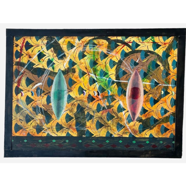 Yuval Shaul, Large Israeli Abstract Pattern & Decoration Oil Painting Yuval Shaul Steel Frame For Sale In Miami - Image 6 of 13