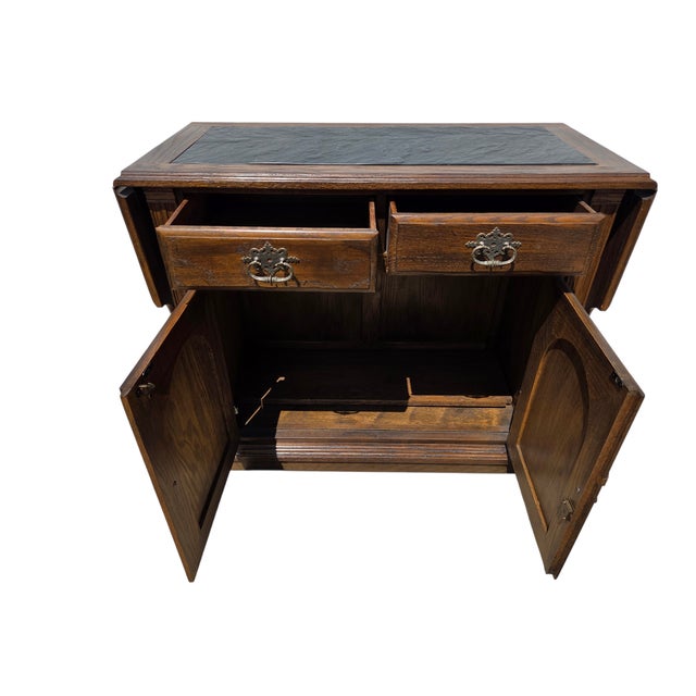 Brown Ethan Allan Charter Oak Jacobean Sideboard Bar Console Server Liquor Cabinet For Sale - Image 8 of 18