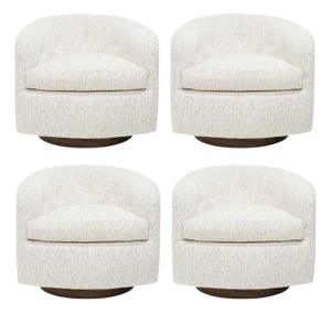 Milo Baughman Tilt Swivel Lounge Chairs in Jessica Charles