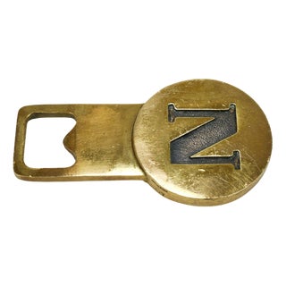 Brass Letter N Initial Bottle Opener by Carl Auböck, Vienna, 1960s For Sale